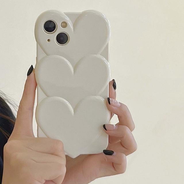 Cream Love 3d Heart Cover For Iphone 14 Pro Max Plus 11 13 12 Promax Silicone Soft Cute Shockproof Phone Case Funda Capa