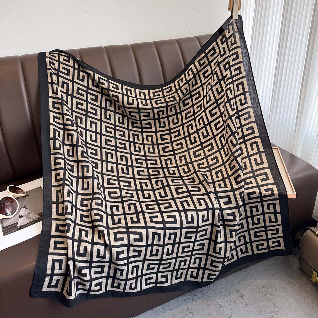 Spring and Summer Fashion Geometric Series Big Square Scarf  Versatile Exterior Shawl  Scarf Printed Headscarf  Thin Style