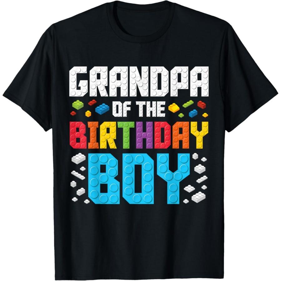 Grandpa of the Birthday Boy Master Builder Building Blocks T-Shirt S