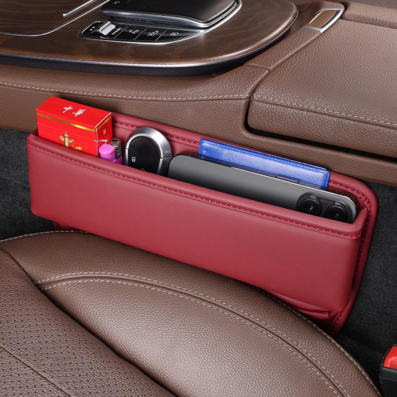 1PC Caixa organizadora de couro para carro, assento de carro, bolso com fenda, multifuncional, suporte de armazenamento para assento de motorista, acessórios para interior de automóveis