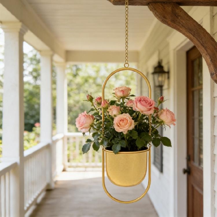 Minimalists Golden Hanging Planter With Adjustable Chain Corrosions Resistant for Home Office Decoration