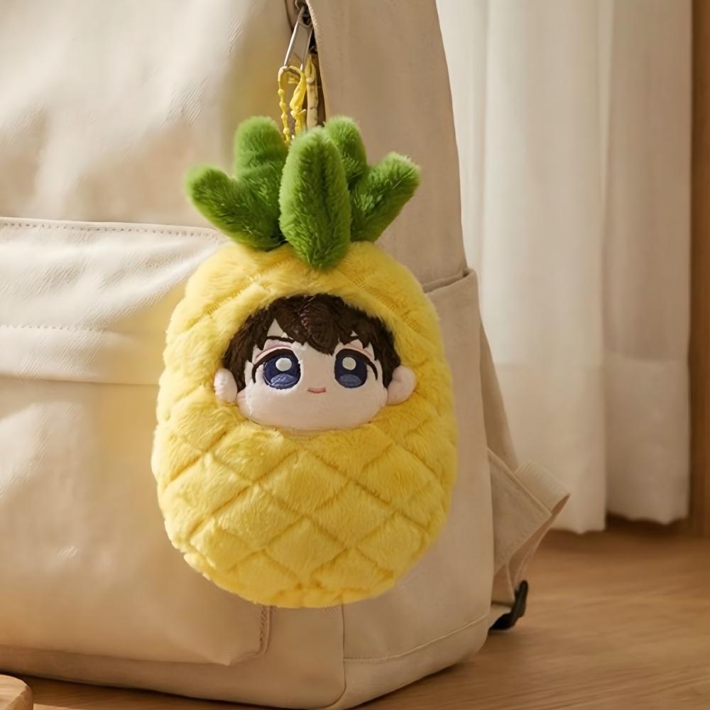 Self-Deprecating Bear Bubu Plush with Cute Fruit Outfit and Pendant