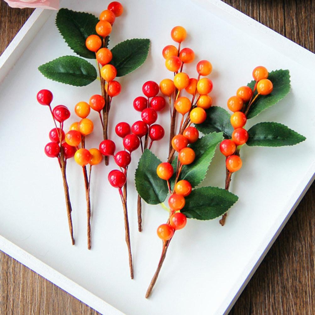 10Pcs Artificial Red Berry Twig DIY Berry Ornament Party Decoration Home Vase Christmas Photo Props Twig Decoration