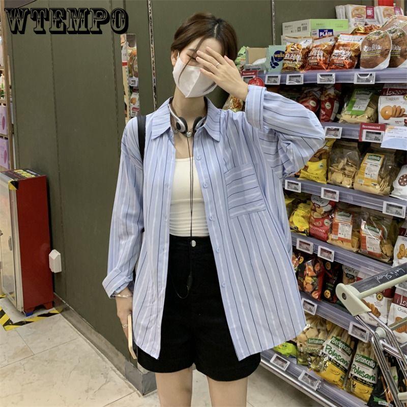 Women's Striped Long Sleeved Shirt Spring Autumn Women's Clothing Loose and Slimming French Style Top