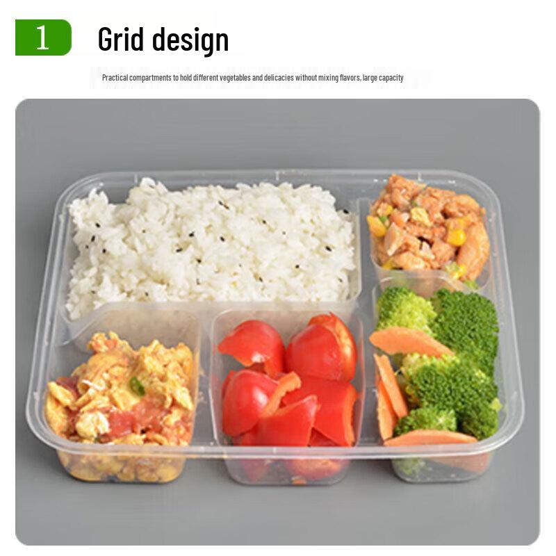 WS 5-Compartment Disposable Food Containers with Lids