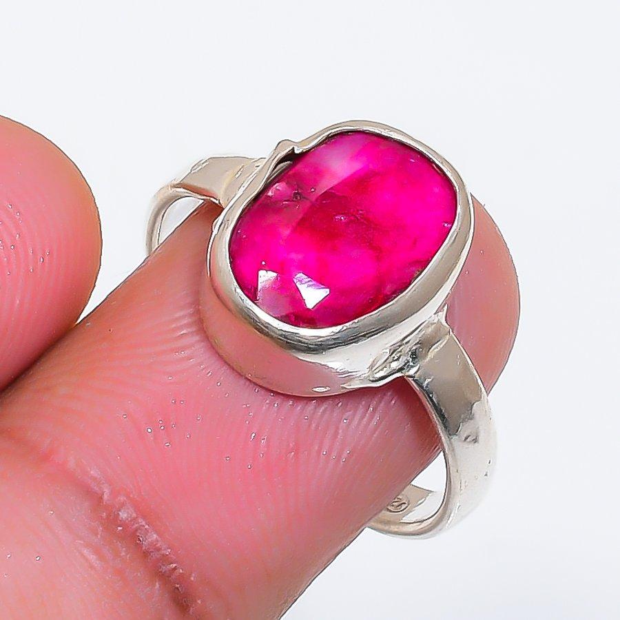 Natural Ruby(Simulated) Gemstone 925 Sterling Silver Jewelry Ring Size 7 ZS-1889