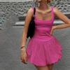 QICED Women's Summer Fashion Solid Color Patchwork Vest Dress