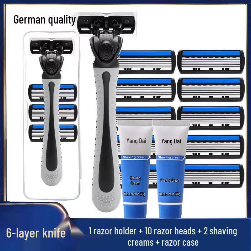 Six-Layer Razor Stainless Steel Shaver for Men with Multi-Layer Shaving Head