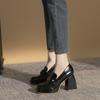 Metal buckle platform loafers spring and summer new versatile British style small leather shoes waterproof table super high heel single shoes women