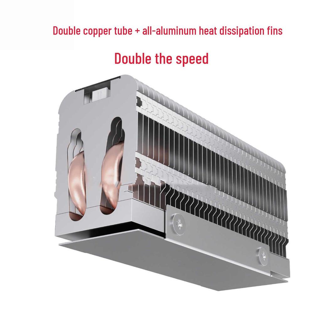 M.2 SSD Heatsink | Dual Copper Pipes | Temp Display | All-Aluminum | High-Efficiency Fan