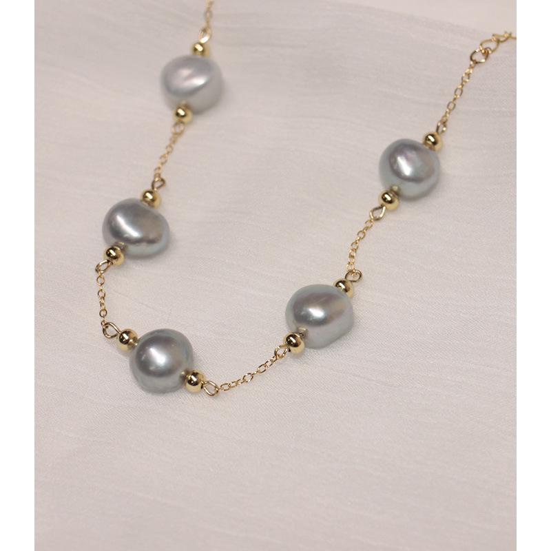 Meier Baroque Gray Pearl Bracelet Women's 925 Sterling Silver Plated 18k Gold Bracelet