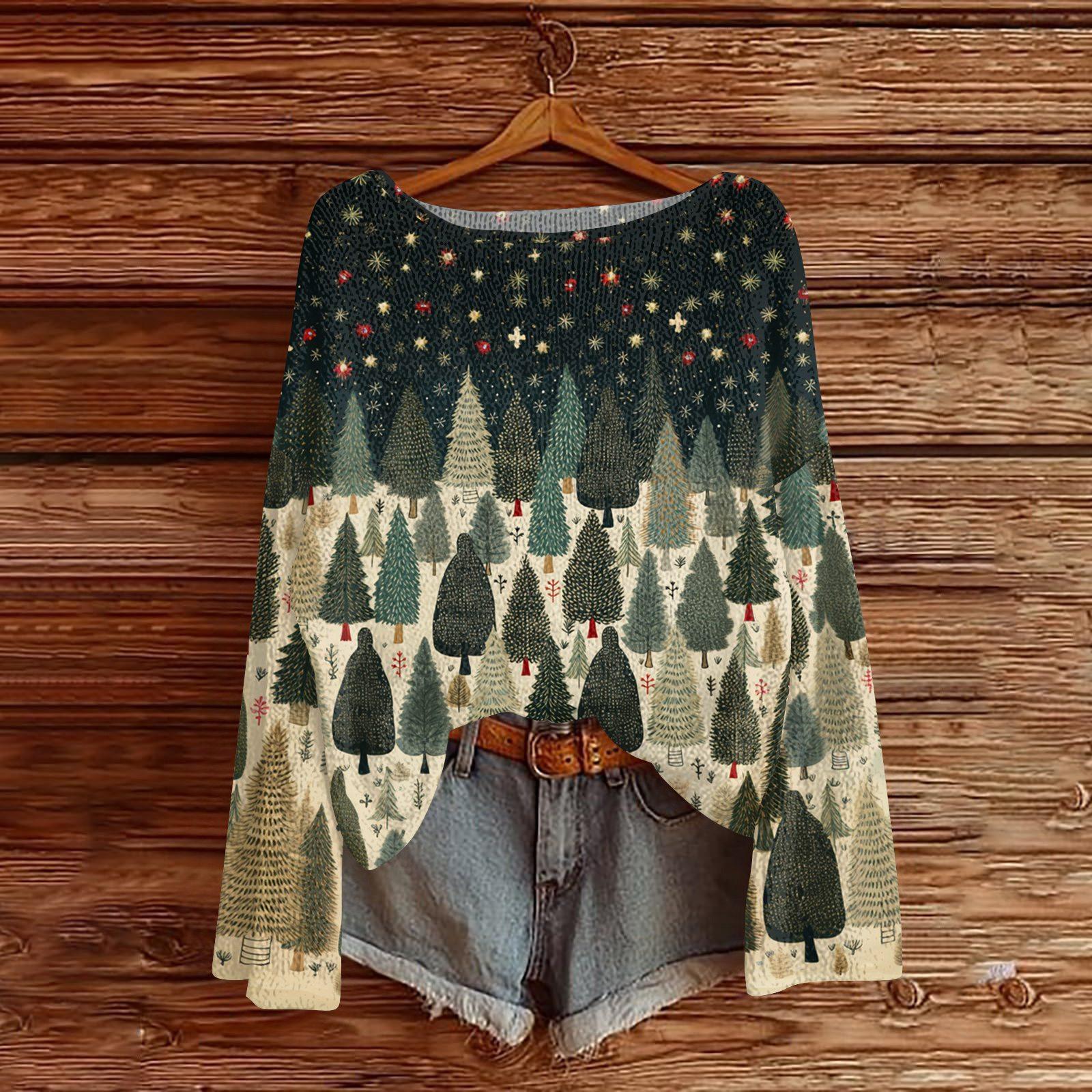 

Женский модный пуловер с круглым вырезом и длинными рукавами с рождественским принтом, повседневный топ-свитер L армия зеленый