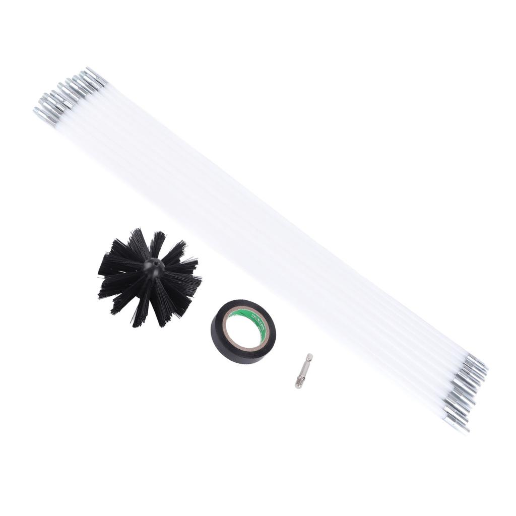 12 Pezzi Spazzole per Pulizia Parete Interna Tubo Canna Fumaria Parte Flessibile Trapano Elettrico per Canna Fumaria Asciugatrice Asta 16in