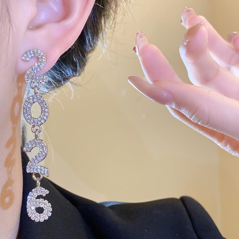 Sparkling Long Pendant Earrings Elegant 2026 Earrings New Year Earrings Jewelry For Special Events Christmas Party Anniversary