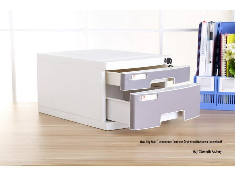 4-Drawer Lockable Plastic Office File Cabinet, Thickened Storage Box
