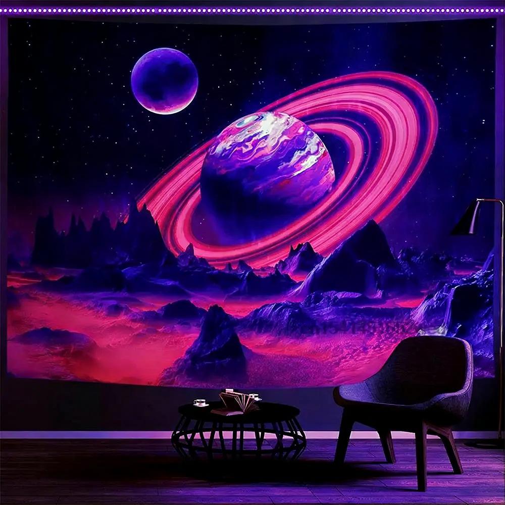 Glowing Tapestries With Cosmic And Fantasy Scenes Uv Reaction Tapestry Background Decoration  Bedroom Party Decoration