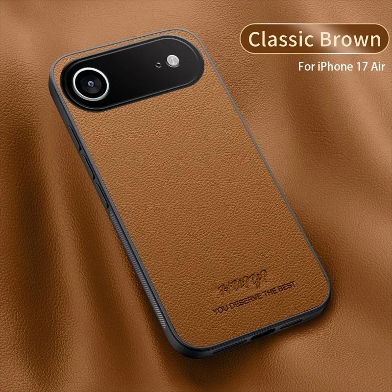 Car Magnetic Cover for Iphone 17 Pro Max 17 Air Luxury Leather Matte Soft Frame Protective Back Case for Iphone 17 16E 16Promax