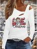 Autumn & Winter Women's New Casual  Long Sleeve Top  Christmas Pattern Ideal Halloween Christmas Gift T Shirt