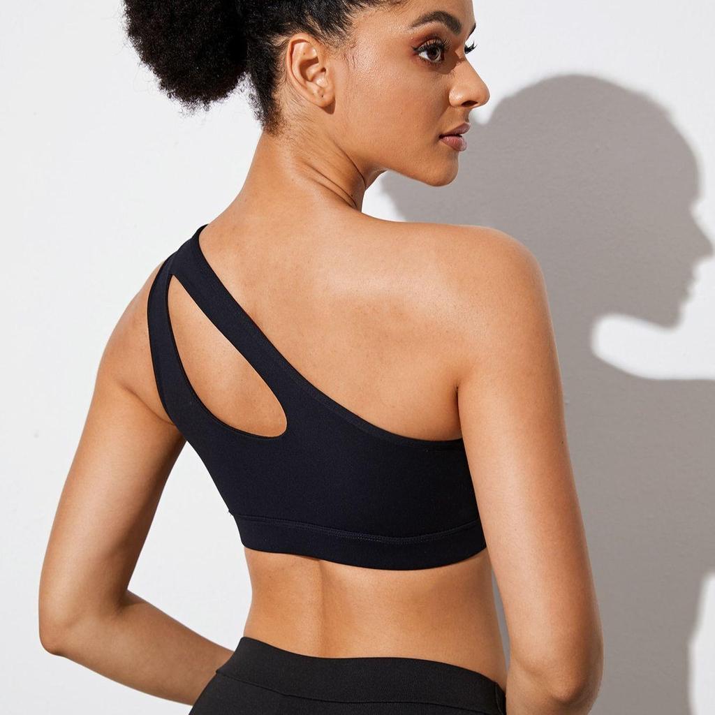 Women Sports Bra Push Up Fitness Bras One-shoulder Shockproof Yoga Bra Black White Yoga Running Bra Sexy Vest