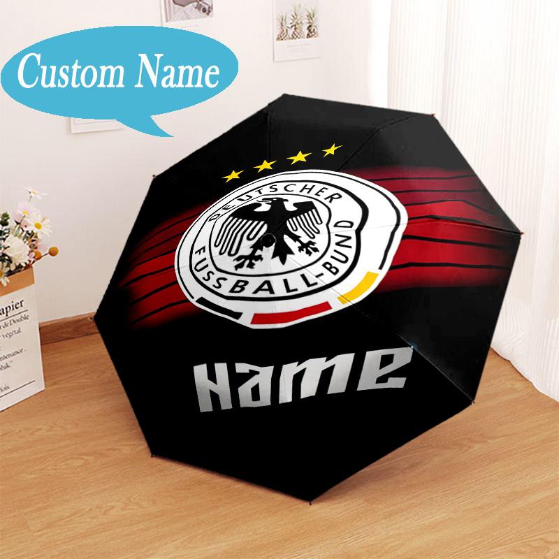 Custom Name German Football Crest Emblem Umbrella Folding Umbrella, Automatic Umbrella - 8-Frame for Travel, Casual Lightweight Personalized Gifts