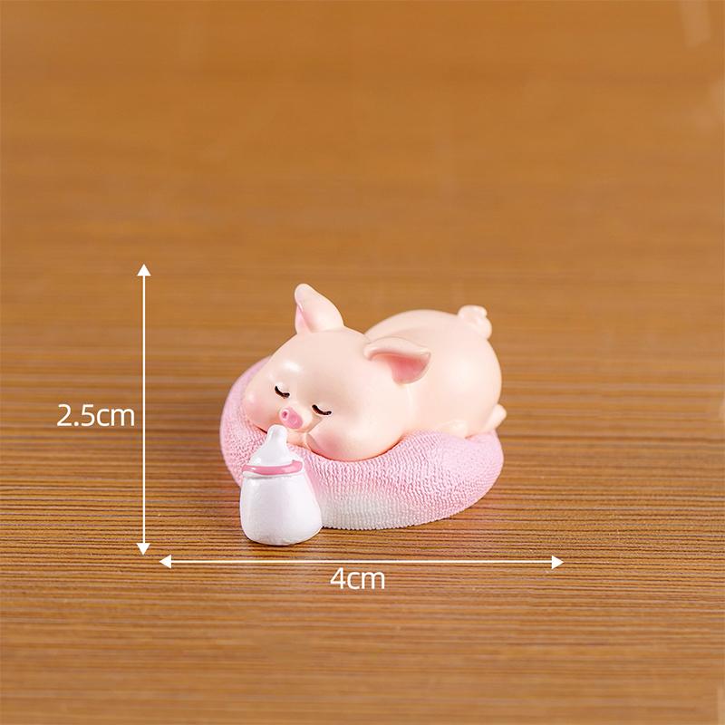 Mini Figurines Sleeping Cat Pig Rabbit Dog Resin Crafts Miniature Landscape Flower Pot Garden Ornaments Home Desktop Decoration