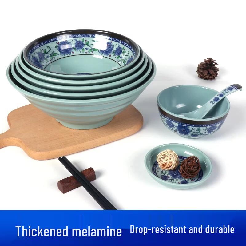 Anyishun Melamine Blue and White Noodle Bowl