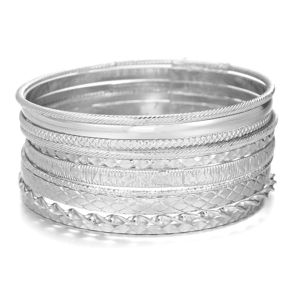 Bohemian-Style 12-Piece Multi-Layer Alloy Bracelet Set for Women