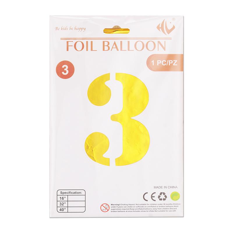 40-Inch Digital Aluminum Film Balloon Hardcover Paper Card Independent Packaging 0-9 Large Party Arrangement Aluminum Foil Balloon