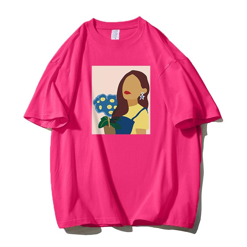 Shellsuning Oversized 100% bavlněné tričko Harajuku pro ženy Letní móda Jednoduchý krátký rukáv Měkká trička Dámské základní gotické topy