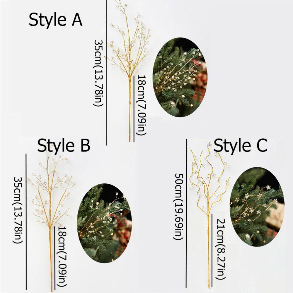 Gemstone Xmas Tree Glitter Branches Five-pointed Star Glitter Berry Stems  Holiday Party