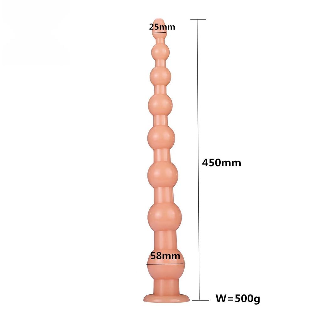 Super Long Dildo with Sucker Anal Plug Pull Bead Female Masturbator Sex Toy Big Dick PVC Strap On Cock Fisting