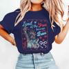 Terra dei Liberi Grazie ai Coraggiosi Magliette Maglietta del 4 Luglio Manica Corta Divertente Casual Top Estivi Abbigliamento Donna