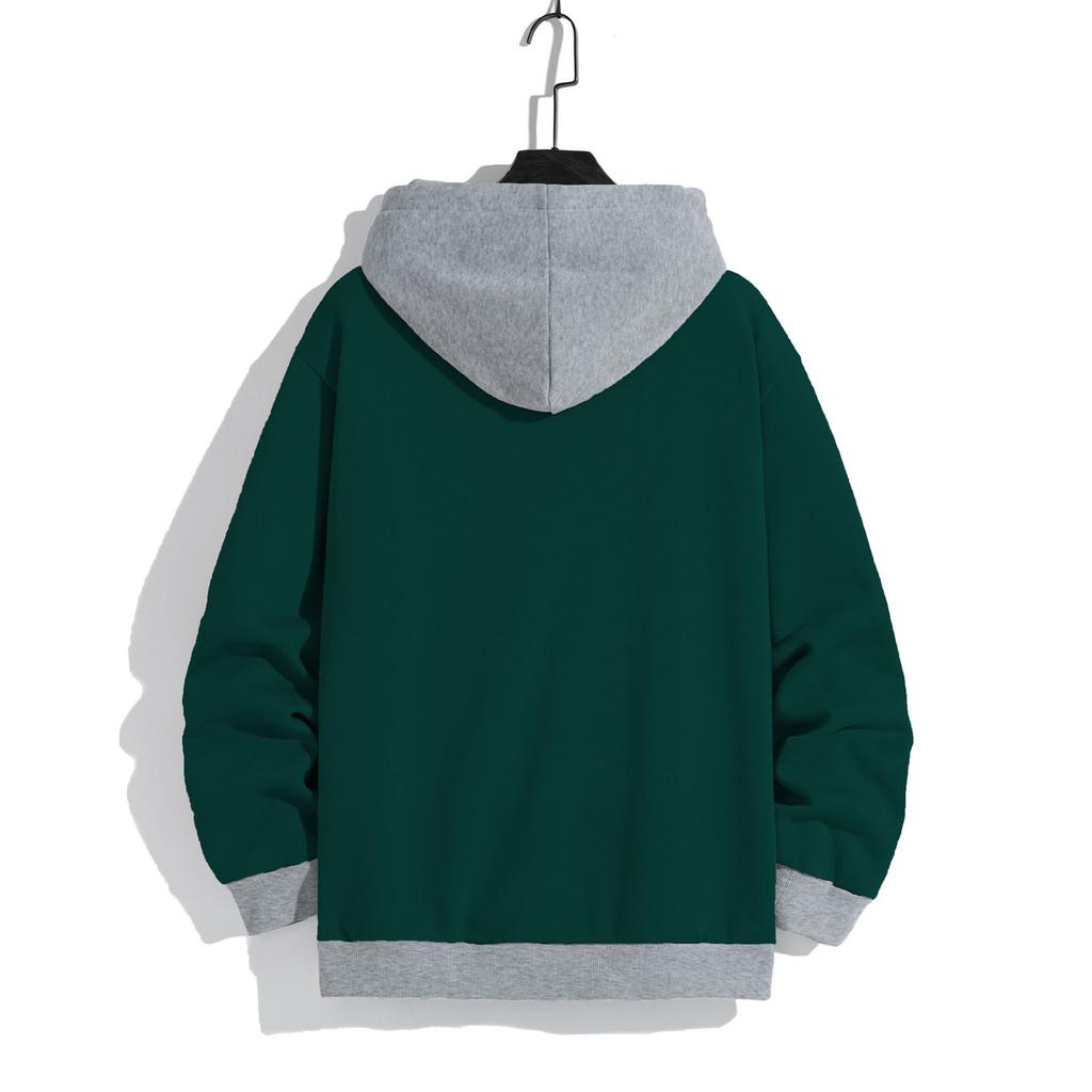 Men's Hooded Sweatshirt, Contrasting Color Sweatshirt, Sports   Casual Jacket