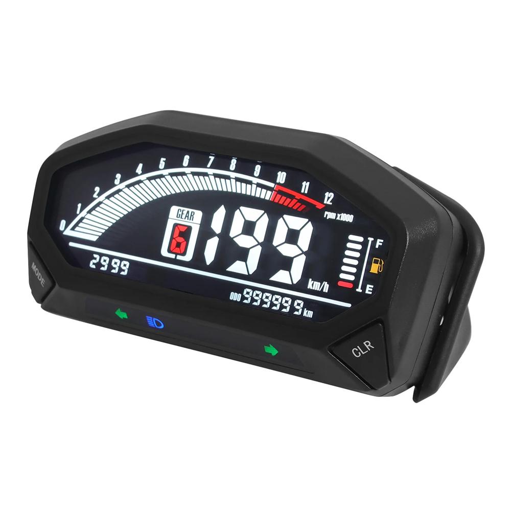 Universelles Motorrad Digitaler Kilometerzähler LCD Tacho Armaturenbrett Messgerät Drehzahlmesser
