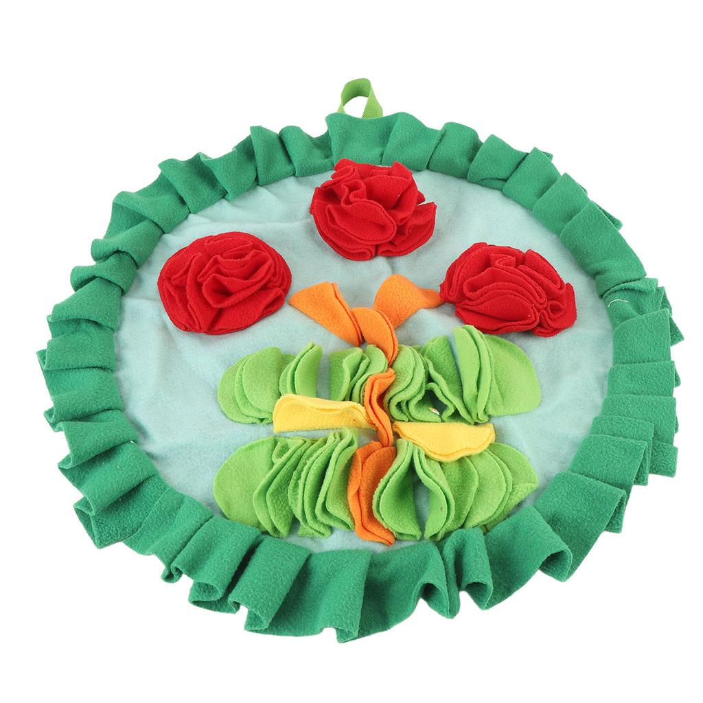 Three Red Flowers Pattern Rabbit Foraging Mat Rabbits Snuffle Mat Interactive Nosework Feeding Mat for Pets