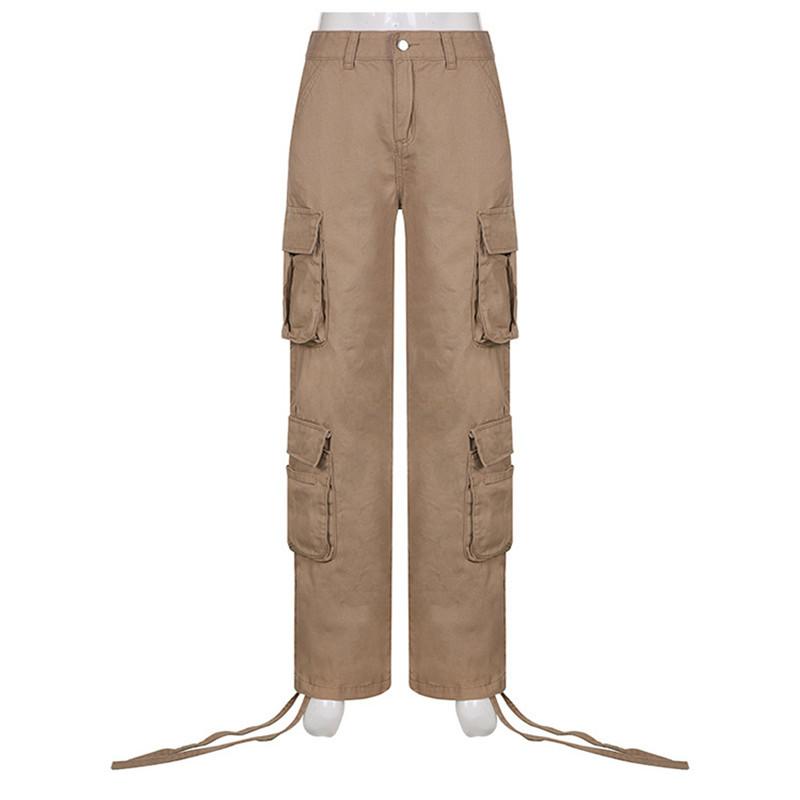 Vintage Cargo Pants Loose Jeans Women's Casual Spring Autumn Pocket Street Sports High Waist Straight Grey Trousers