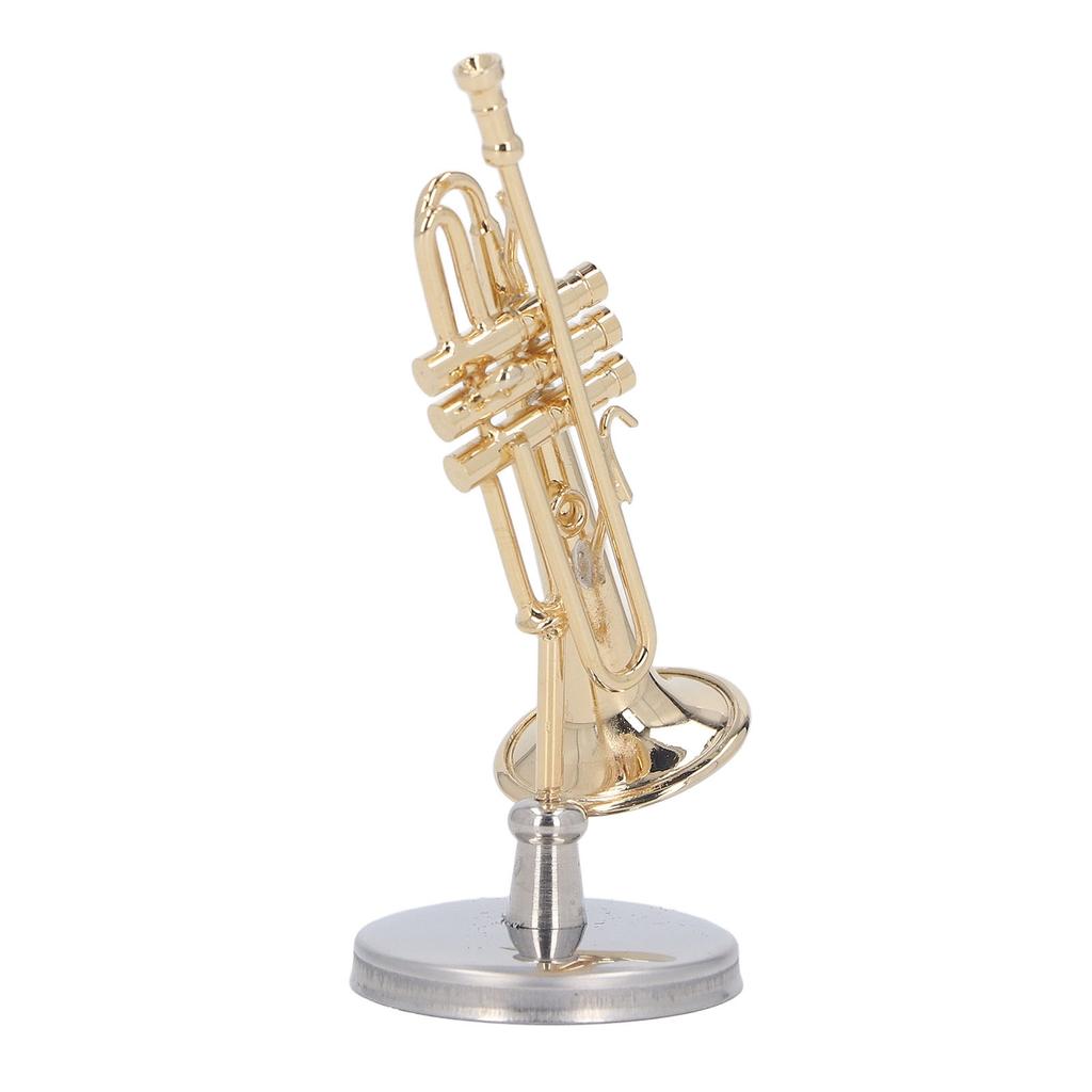 Miniature Trumpet Durable Brass Exquisite Design Romantic Vibes Mini Trumpet Model with Stand Case