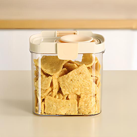 Airtight Food Container Clear Sealed Storage Box with Lid Stackable Grain Canister for Nuts Beans Spices Kitchen Cabinet Pantry Organization