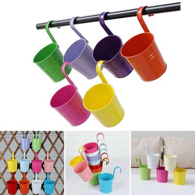 FlowerPlants Pot Wall Mounted Metal Potted Hanging Planter Adjustable Height Outdoor Flowerpots Basket for Balcony Fence