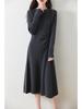 Women's Mid-length Slimming Wool Knitted Dress – Autumn & Winter Over-the-Knee Design