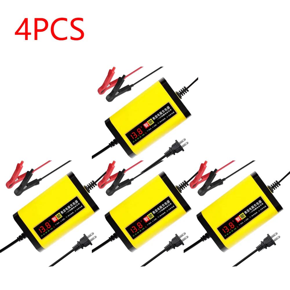 6-1PCS 12V Car Battery Charger 220V 110V LED Display Short Circuit Protection Power Charger Car Charger for Motorcycle EU/US/UK