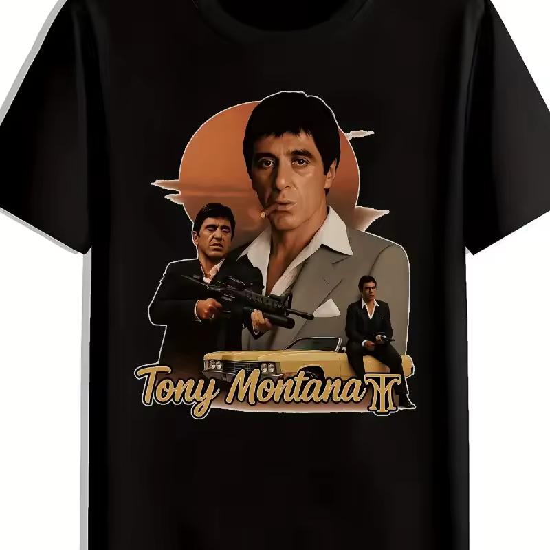 Men's Tony Montana III Pattern Printed T shirt - Black Casual T shirt Summer New Fashion Printed Unisex T shirt