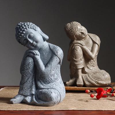 Jihovýchodoasijská spící sedící socha Buddhy Pryskyřičné řemeslo Thajsko Hinduismus Fengshui Zenová zahrada Kancelář Domácí dekorace Meditace