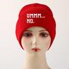 UMMM... NO" Print Knit Cap Beanie, White Text Skullies Beanies Soft Candy Color Simple Headwear Knitted Cap Beanie