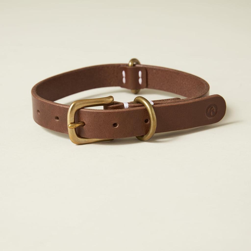 We Original All Leather Collar Brown GOOD MANNERS DOG SERIES - (L) /