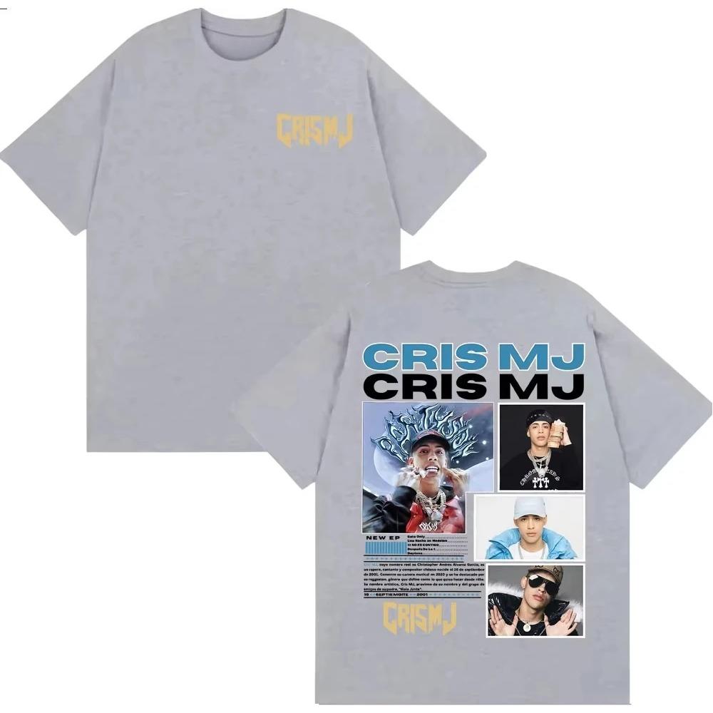 Rapper CRIS MJ Album Tour Cover T-shirts for Men Vintage 90s Hip Hop Street T-shirt Pure Cotton Short Sleeve Top