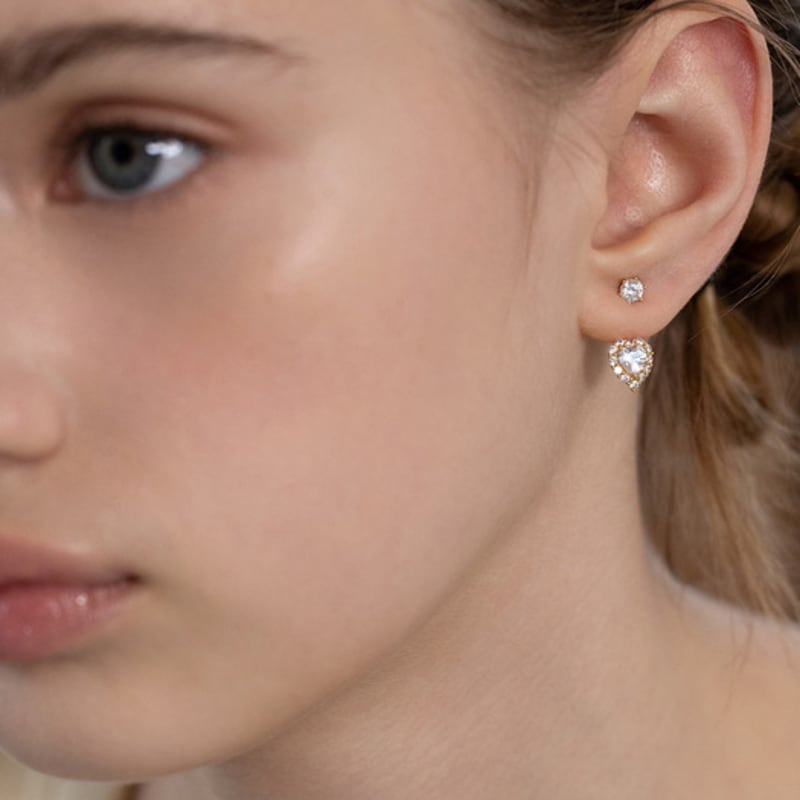 Tatiana (925 Silver) Dewey Heart Ear Jacket Earrings EC3171