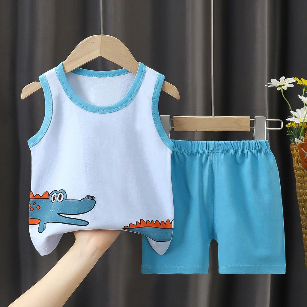 Children's Vest Set Boys' Shorts Summer Cotton New Baby Clothes Girls' Summer Clothes Summer Clothes Children's Clothes