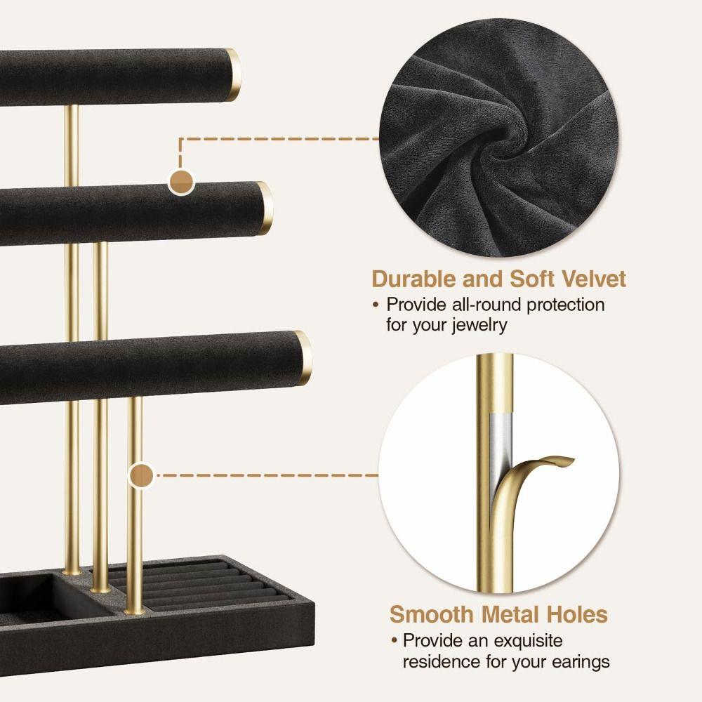 Wooden Bracelet Organizer Stand 3 Tier Necklace Storage Rack Upgraded Jewelry Display Stand  Unisex