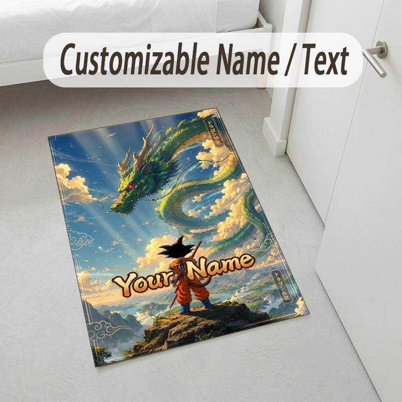 Personalized Crystal Velvet Carpet,Dragon Ball Custom Printed Name, Plush Area Rug For Home Indoor Decor